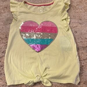 Cynthia Rowley Yellow Tee with Sequin Heart